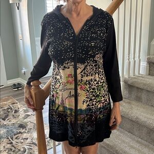 Women's Black and Multicolor Jacket